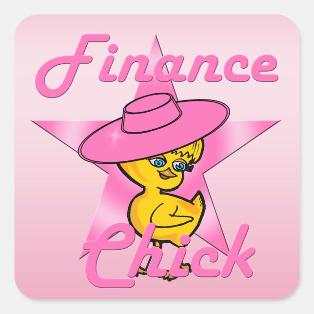 Finance Chick #8 Quadratischer Aufkleber (Vorderseite)