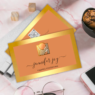 Finance Consulting Broker Gold Frame Logo QR Code Visitenkarte