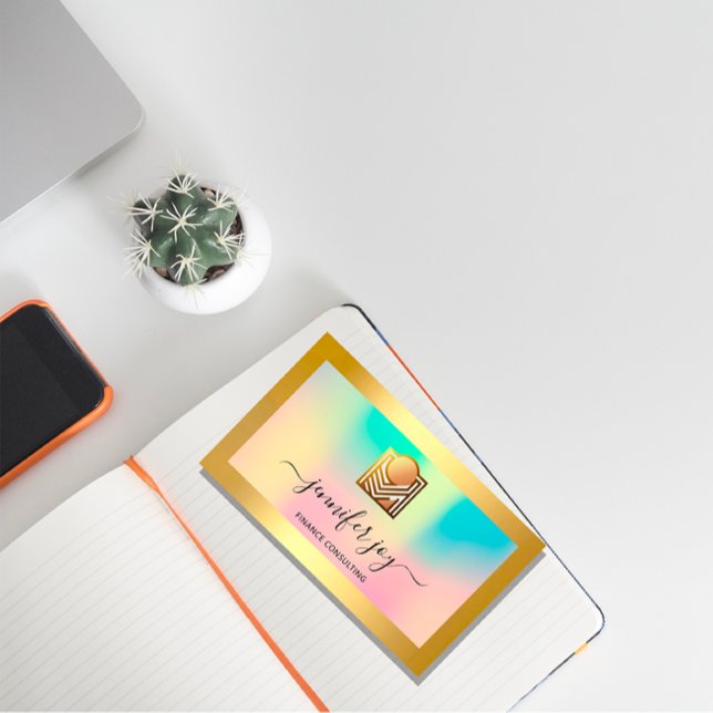 Finance Consulting Broker Gold Holographic QR Logo Visitenkarte (Finance Consulting Broker Gold Holographic QR Logo Business Card)