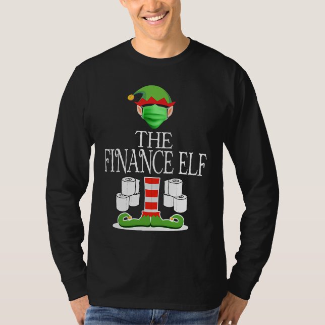 Finance Elf wearing Mask Toilet Paper Christmas T-Shirt (Vorderseite)