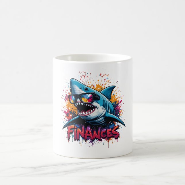 Finance Shark Tasse - lustiges Design von Cartoon (Mittel)