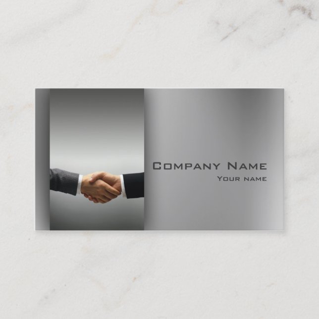 Financial Advisor Corporate Hand Shake Grey Card Visitenkarte (Vorderseite)