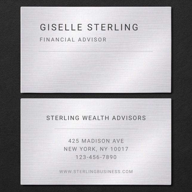 Financial Advisor Silver Metallic Professional Visitenkarte (Von Creator hochgeladen)