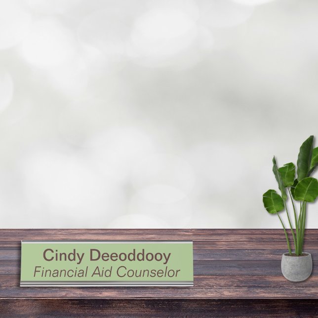 Financial Aid Counselor Sage Green Schreibtischnamensplakette (Von Creator hochgeladen)