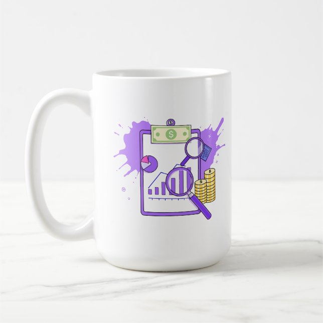 Financial Analysis Report Money Magnifying Glass Kaffeetasse (Links)