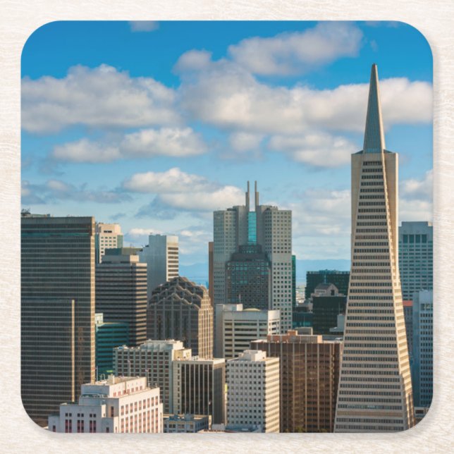 Financial District Skyline von San Francisco Rechteckiger Pappuntersetzer (Vorderseite)