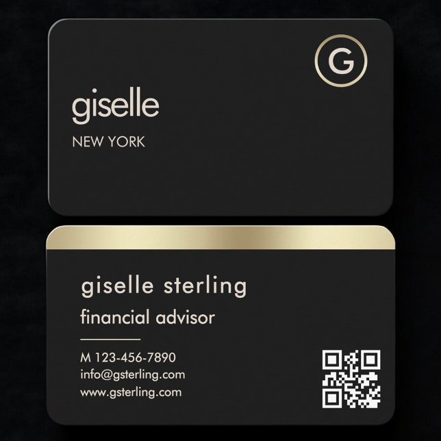 Finanzberater Black Gold QR Code Visitenkarte (Von Creator hochgeladen)