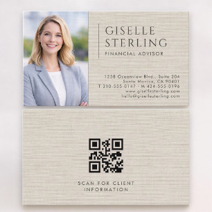 Finanzberater Leinen Foto QR Code Visitenkarte