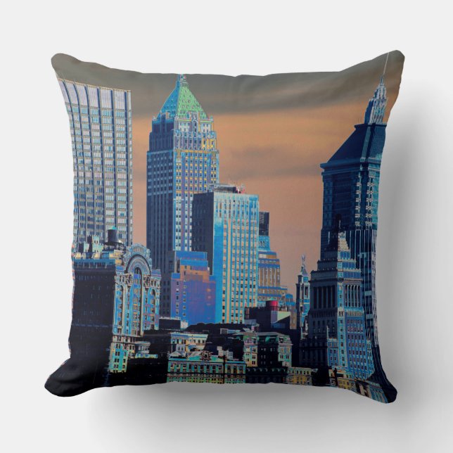 Finanzbezirk Lower Manhattan Poster Kissen (Vorderseite)