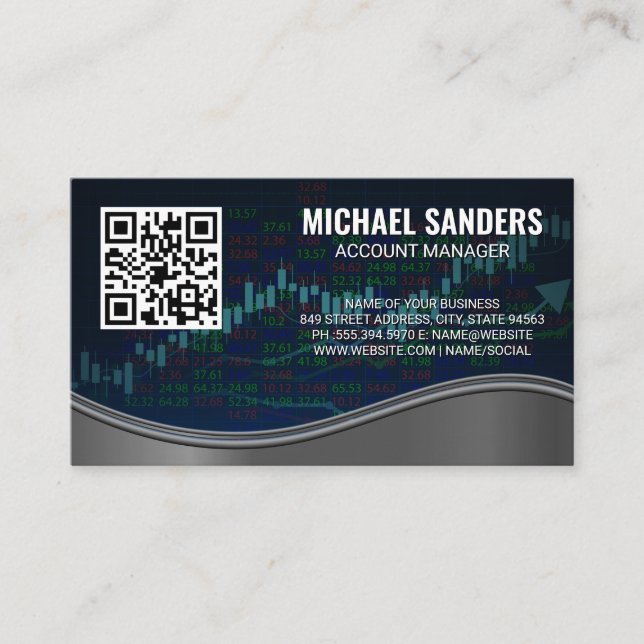 Finanzdiagramm | QR Code Business Card Visitenkarte (Vorderseite)