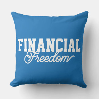 Finanzielle Freiheit Typografie Blau FFS Kissen