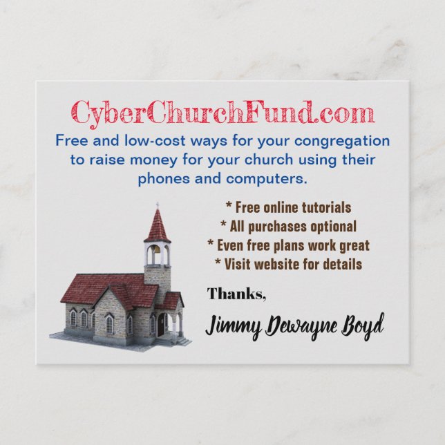 Finanzierung der Cyberkirche Postkarte (Vorderseite)