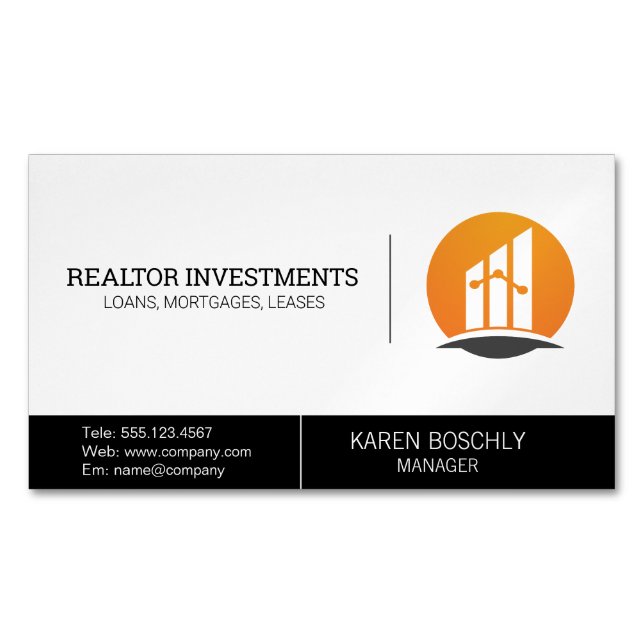 Finanzlogo | Realtor Investor Magnetische Visitenkarte (Vorderseite)