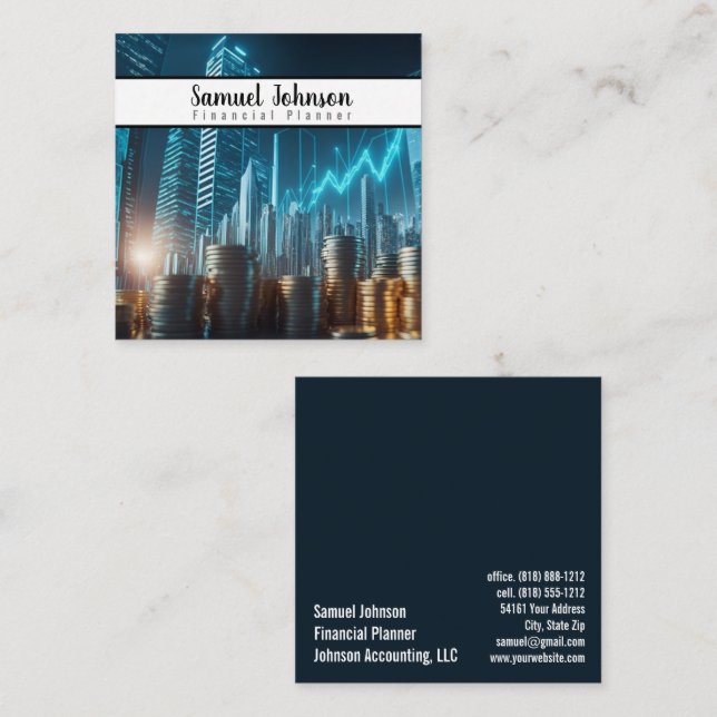 Finanzplaner Vermögensverwaltung Quadratische Visitenkarte (Vorne/Hinten)