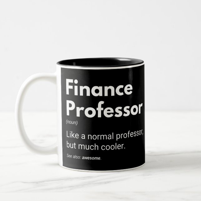Finanzprofessor Funny Teachers Definition Zweifarbige Tasse (Links)