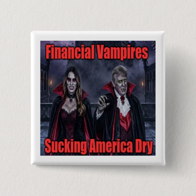 Finanzvampir Trump Button (Vorderseite)