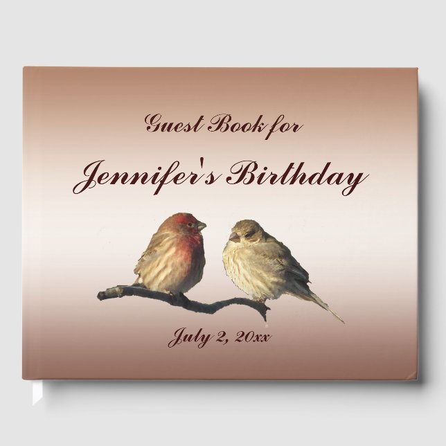 Finch Birds Birthday Party Guest Book Gästebuch (Vorderseite)