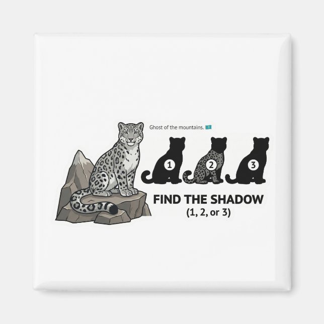 Find The Shadow: Snow Leopard Kazakhstan Animal Wo Magnet (Vorne)