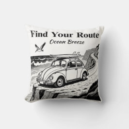 Find Your Route Vintage Surf Bug Graphic Kissen