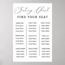 Find Your Seat Hochzeits-Sitzordnung Minimalistisc Poster