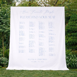 Find Your Seat Stoff Blau Hochzeits-Sitzplan Wandteppich