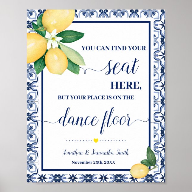 Find Your Seat Wedding Reception Mediterranean Poster (Vorne)