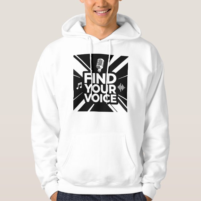 Find Your Voice Microphone Podcast Hoodie (Vorderseite)