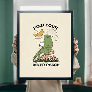 Finde Dein Inneres Frieden Frosch Pilz Kaffee Post Poster