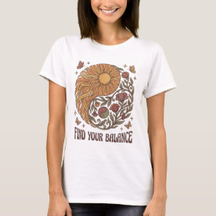 Finde deine Balance Vintage Retro Sonne T-Shirt