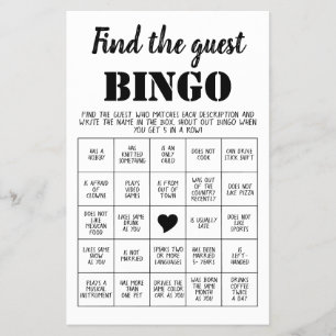 Finde die Gast-Bingo-Spielkarte Flyer