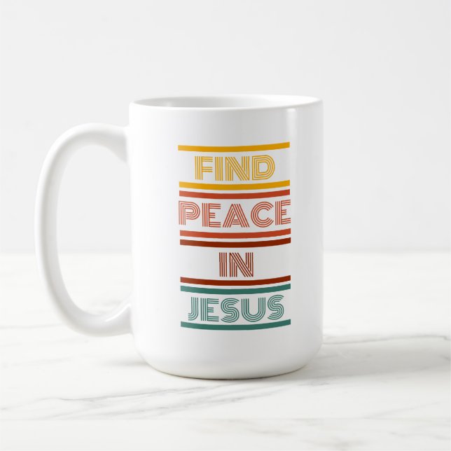 Finde Frieden in Jesus. Retro Coffee Tasse (Links)