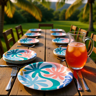 Finde mich unter den Palmen Tropical Summer Partie Pappteller