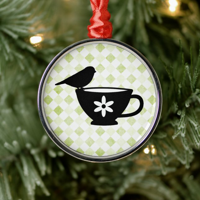 Finden auf Teacup-Silhouette Silbernes Ornament (Baum)