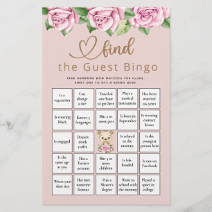 Finden Sie das Bingo Baby Bear Baby Shower Game