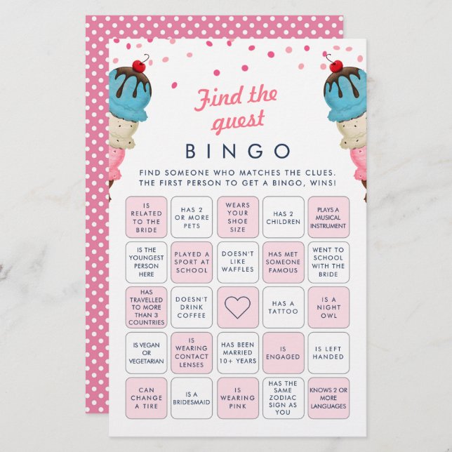 Finden Sie das Bingo Brautparty Game (Vorne/Hinten)
