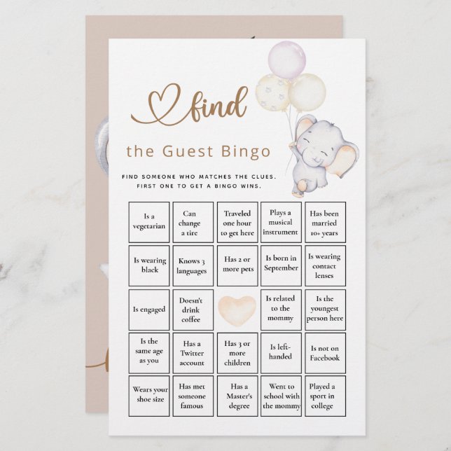 Finden Sie das Elephant & Blume Game des Gast Bing (Vorne/Hinten)