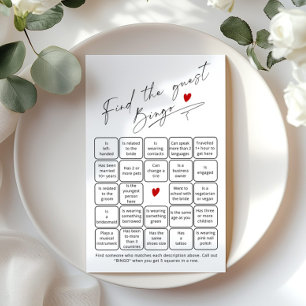Finden Sie das Gast-Bingo Elegant-Skript-Bridal-Sp