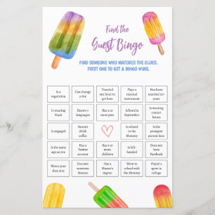 Finden Sie die Guest Bingo Game Summer Baby Shower