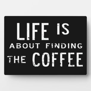 Finden Sie die Kaffeeplakette Fotoplatte