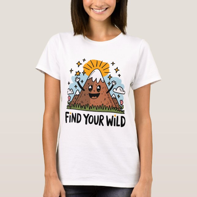 Finden Sie Ihr Niedliches Mountain Cartoon Design T-Shirt (Vorderseite)