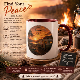 Finden Sie Ihren Frieden Rustikaler Sonnenuntergan Tasse