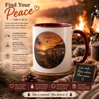 Finden Sie Ihren Frieden Rustikaler Sonnenuntergan Tasse