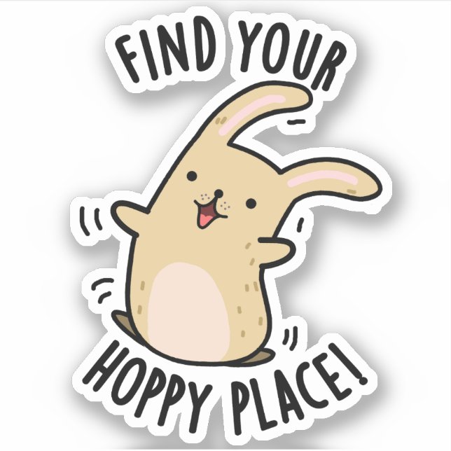 Finden Sie Ihren Hoppy Place Funny Rabbit Pub Aufkleber (Vorderseite)
