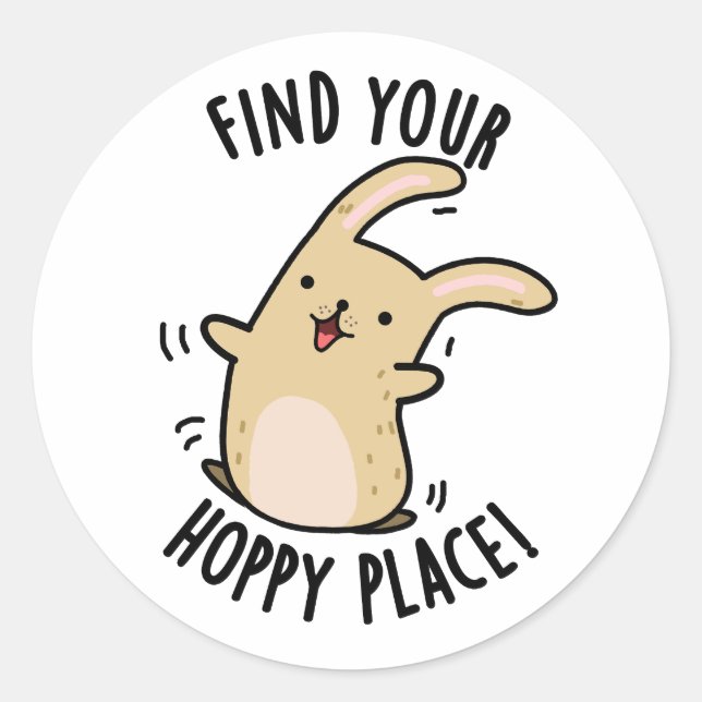Finden Sie Ihren Hoppy Place Funny Rabbit Pub Runder Aufkleber (Vorderseite)
