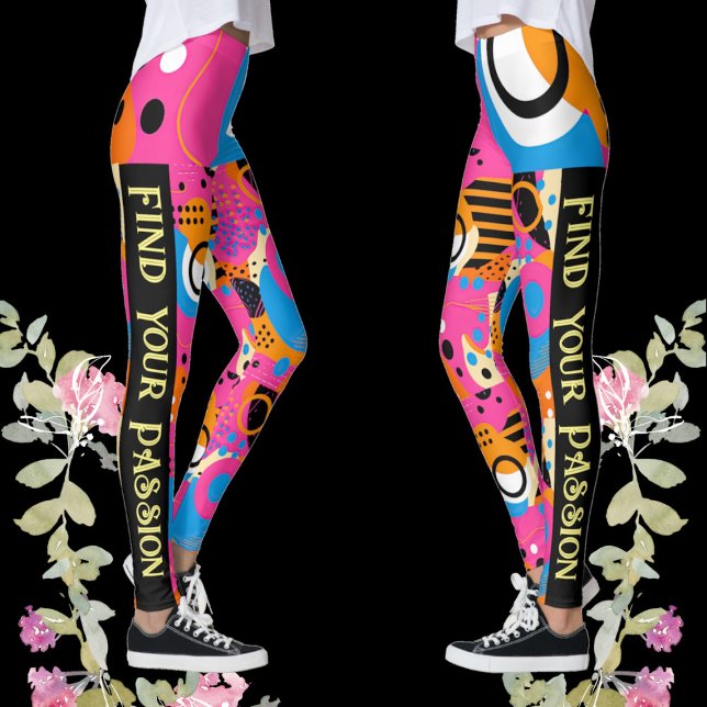 Finden Sie Ihren Passionsangebot Pop Art Abstrakte Leggings (Find Your Passion Quote Pop Art Abstract Pattern Leggings)