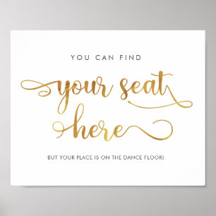 Finden Sie Ihren Platz hier Gold Simple Wedding Si Poster