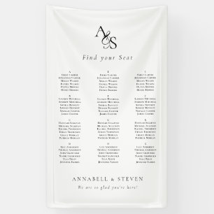Finden Sie Ihren Platz! Monogramm-Hochzeit Banner