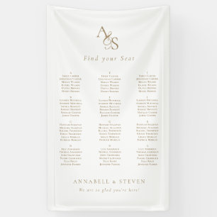 Finden Sie Ihren Platz! Monogramm Weiße Hochzeit Banner