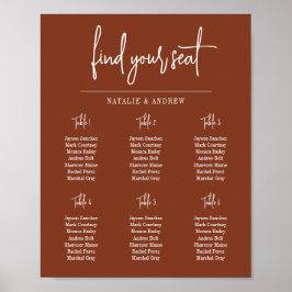 Finden Sie Ihren Sitz Boho Terracotta Script Weddi Poster