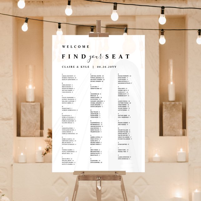 Finden Sie Ihren Sitzplatz auf weißem Alphabetisch Acrylschild (Von Creator hochgeladen)